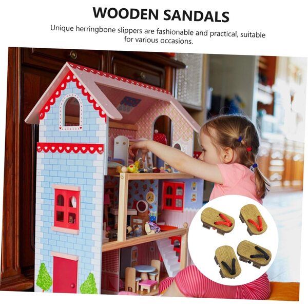 Mini Clogs in Legno per Case delle Bambole - 2 Paia Rosso e Nero Realistici
