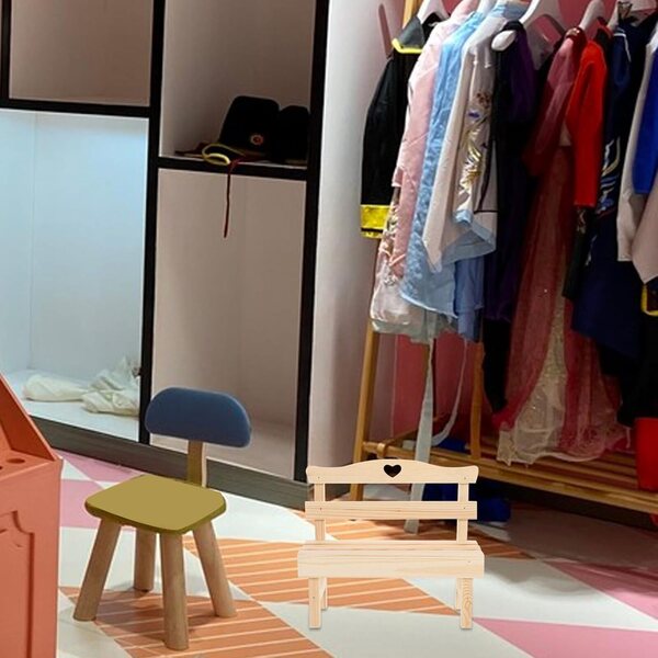 Vaguelly Mini Panca in Legno Pino per Casa delle Bambole e Decorazioni d'Arredo