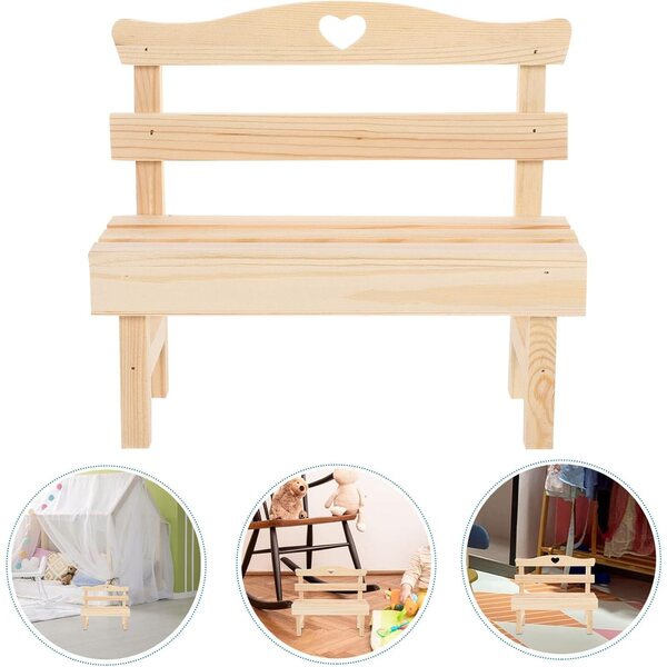 Vaguelly Mini Panca in Legno Pino per Casa delle Bambole e Decorazioni d'Arredo