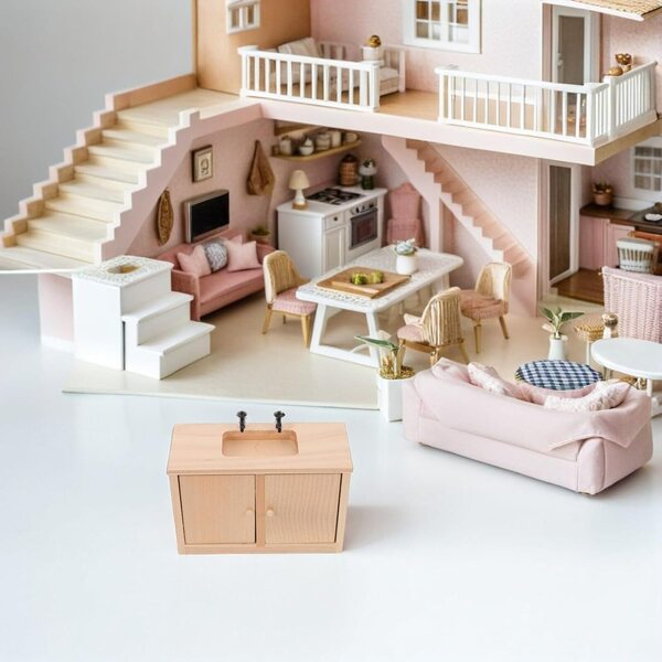 Abaodam Lavandino Miniatura in Legno per Casa delle Bambole Bagno e Cucina
