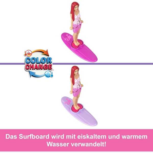 Mini-Barbie-Land-Set: 4 ikonische Fahrzeuge mit 4 3,8 cm großen Figuren und wechselnden Farben