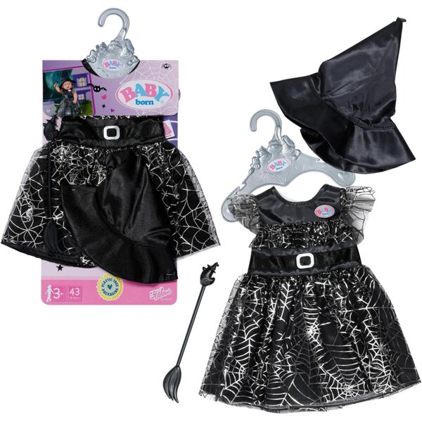 BABY born Hexenkleid 43cm con Besen e Hexenhut per Puppe 43 cm