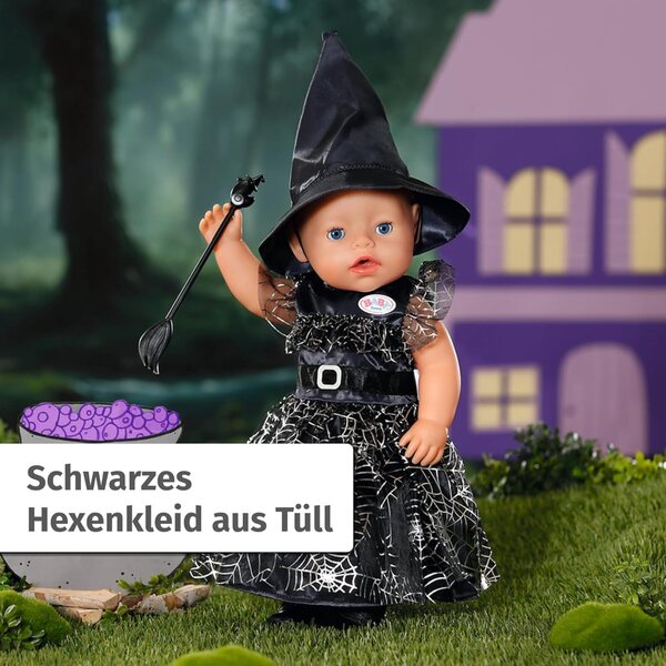 BABY born Hexenkleid 43cm con Besen e Hexenhut per Puppe 43 cm