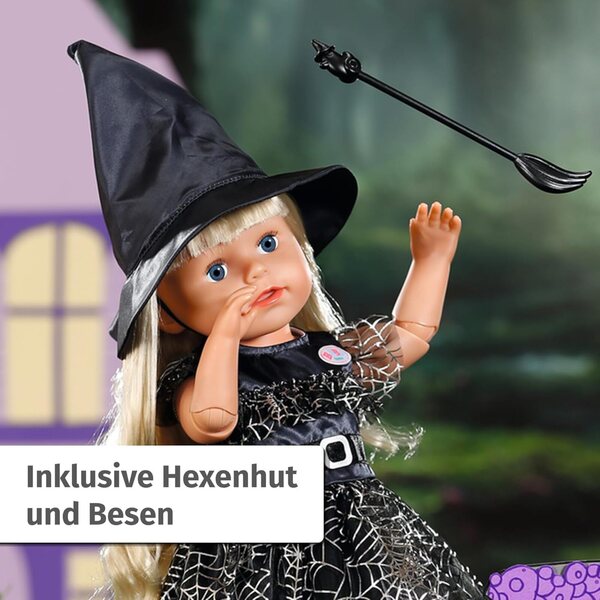 BABY born Hexenkleid 43cm con Besen e Hexenhut per Puppe 43 cm
