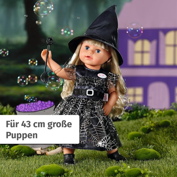 BABY born Hexenkleid 43cm con Besen e Hexenhut per Puppe 43 cm