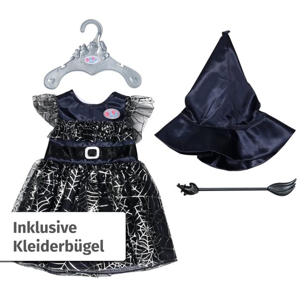 BABY born Hexenkleid 43cm con Besen e Hexenhut per Puppe 43 cm