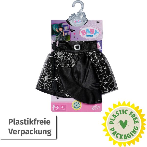 BABY born Hexenkleid 43cm con Besen e Hexenhut per Puppe 43 cm