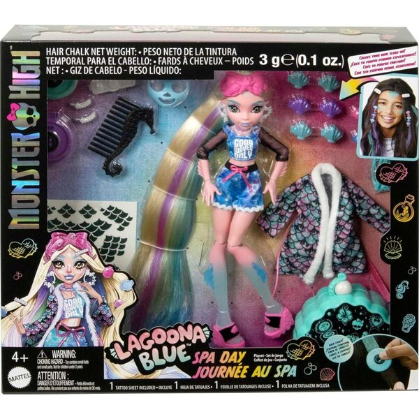 Monster High Lagoona Blue Spa Day Set mit Beauty- und Styling-Zubehör für Kinder