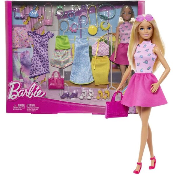 Barbie Grande Set Moda con Pupa, Abiti e Accessori per Bambini 3+