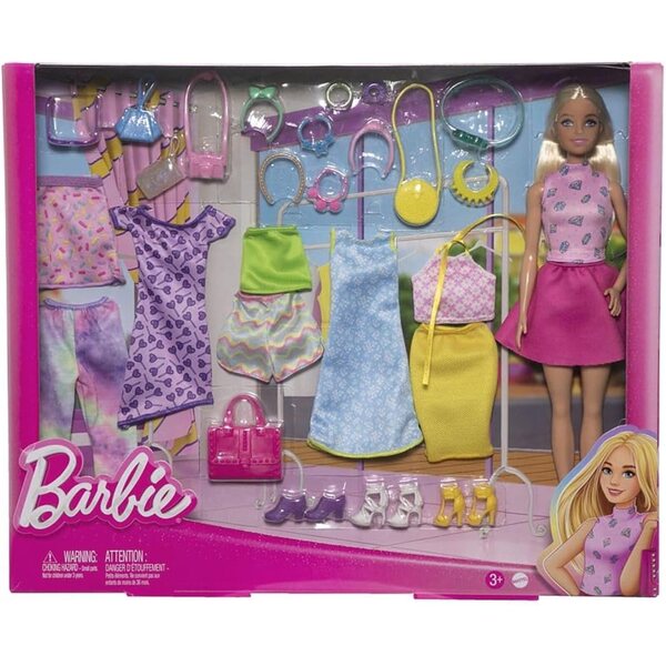 Barbie Grande Set Moda con Pupa, Abiti e Accessori per Bambini 3+