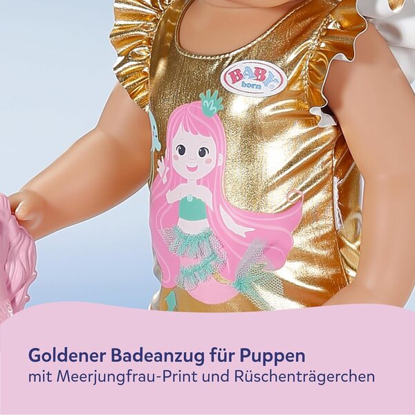 BABY Born Set Spiaggia con Costume Sirena, Sabbia Modellabile e Accessori per Bambole 43 cm