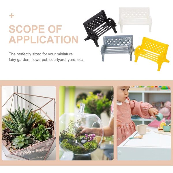 Set 4 Mini Panche da Giardino in Miniatura Abaodam, Mobili Realistici per Casa delle Bambole