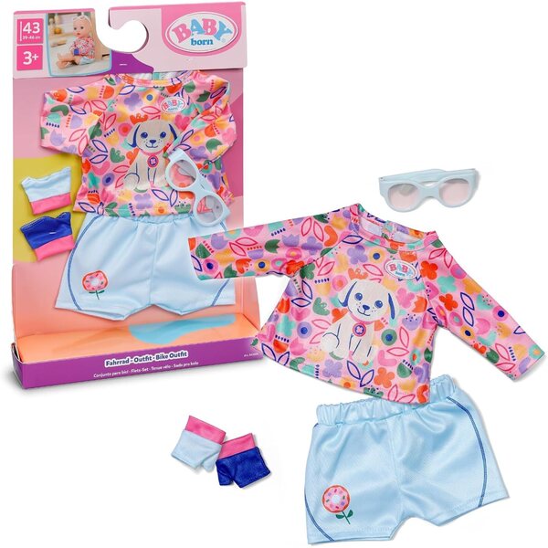 BABY born Outfit bici con shorts, maglia, occhiali e guanti per bambole 43 cm