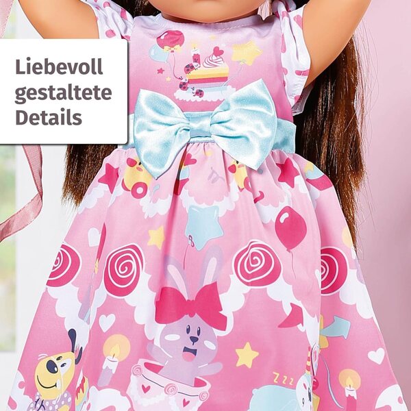 BABY born Deluxe Completo Compleanno 43cm con Vestito, Scarpe, Coroncina e Cupcake