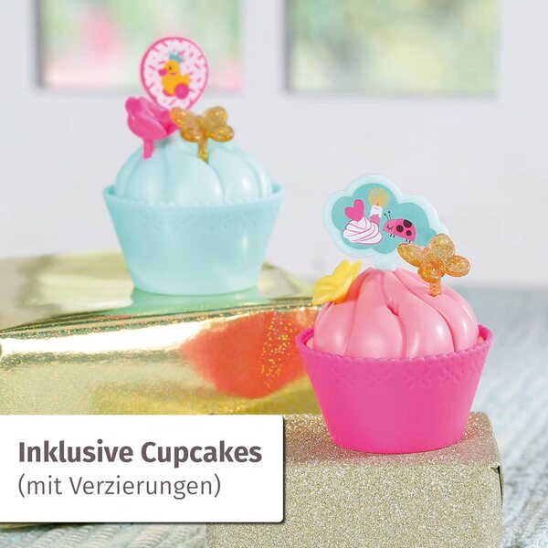 BABY born Deluxe Completo Compleanno 43cm con Vestito, Scarpe, Coroncina e Cupcake