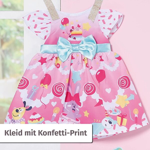 BABY born Deluxe Completo Compleanno 43cm con Vestito, Scarpe, Coroncina e Cupcake