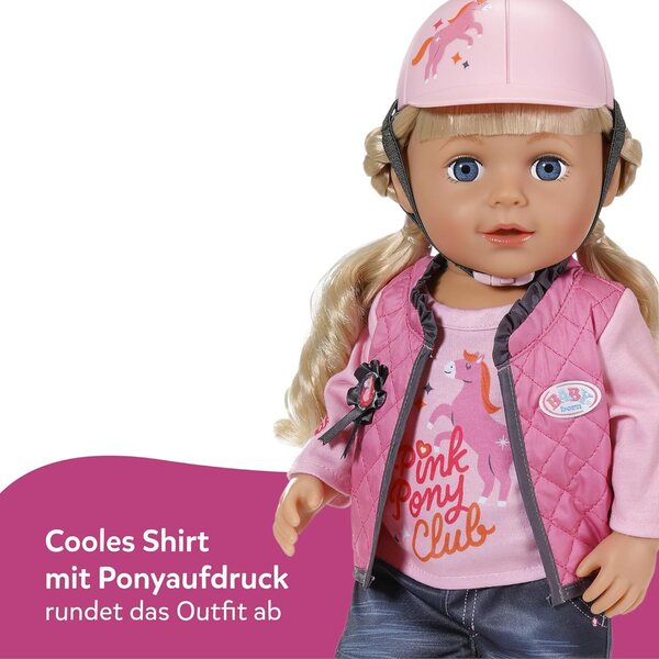 BABY born Reit-Outfit per Bambole 43 cm con Pantaloni, Maglia, Stivali e Casco