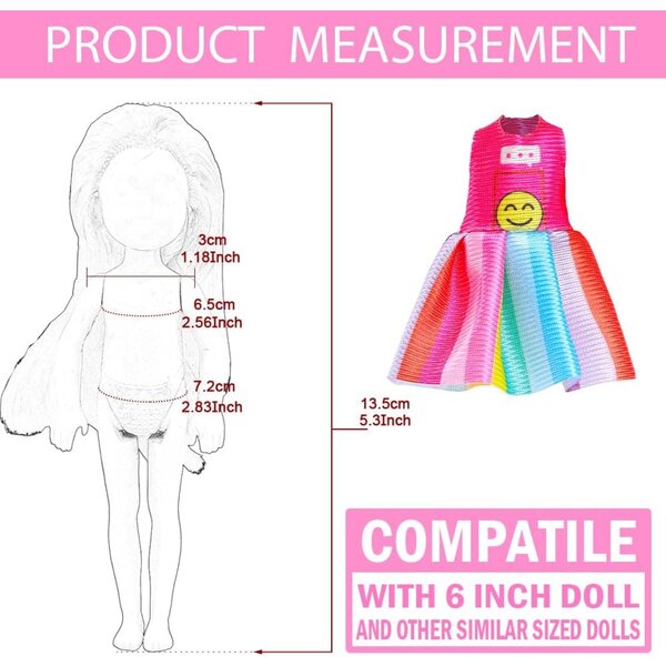 Set 10 Abiti e 2 Scarpe per Bambole 15 cm - Vestiti Moda per Bambine