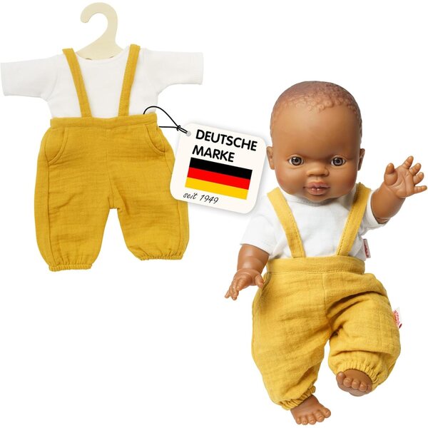 Heless 2-teilige Puppenkleidung aus honiggelbem Bio-Baumwoll-Musselin, 35-45 cm