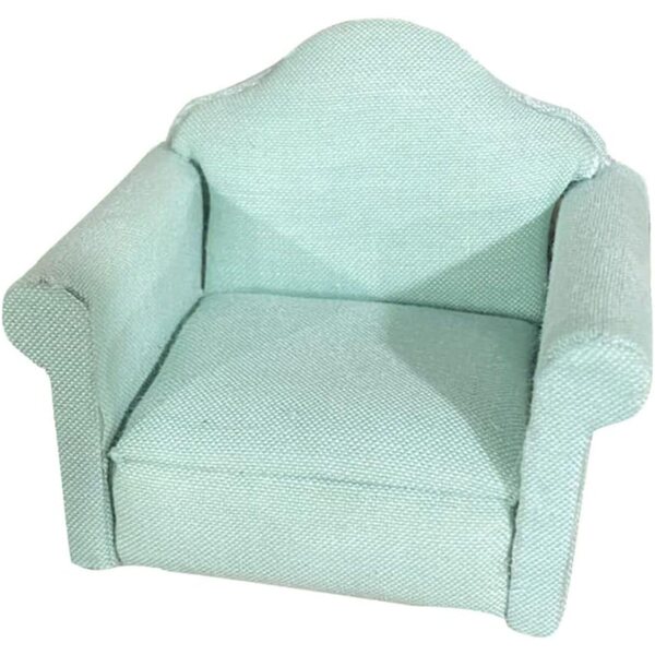 Divano Miniatura in Legno e Tessuto Verde Abaodam per Casa delle Bambole 8x6,5x7,5 cm