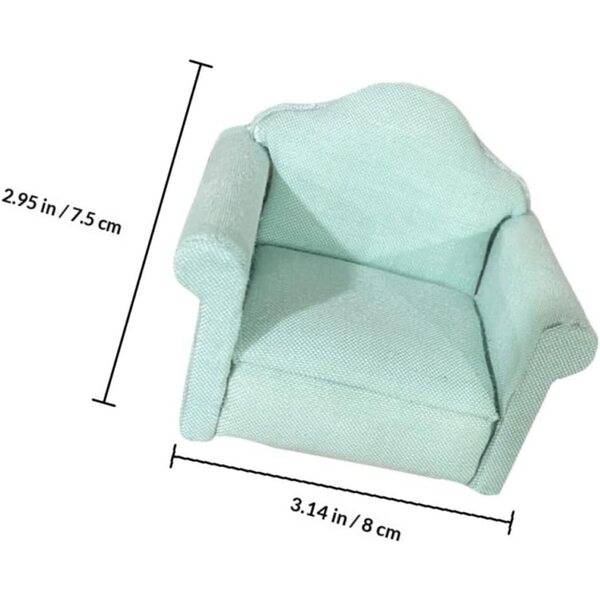 Divano Miniatura in Legno e Tessuto Verde Abaodam per Casa delle Bambole 8x6,5x7,5 cm