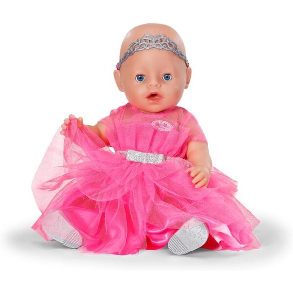 BABY born Prinzessin-Set con abito rosa in tulle, corona e scarpe glitter per bambole 43 cm