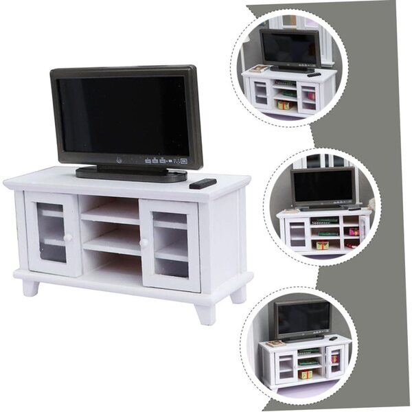 EXCEART Mobile Soggiorno Bianco con Doppia Porta per Mini Case e Camere da Letto