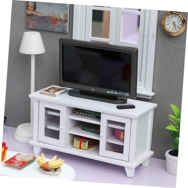 EXCEART Mobile Soggiorno Bianco con Doppia Porta per Mini Case e Camere da Letto