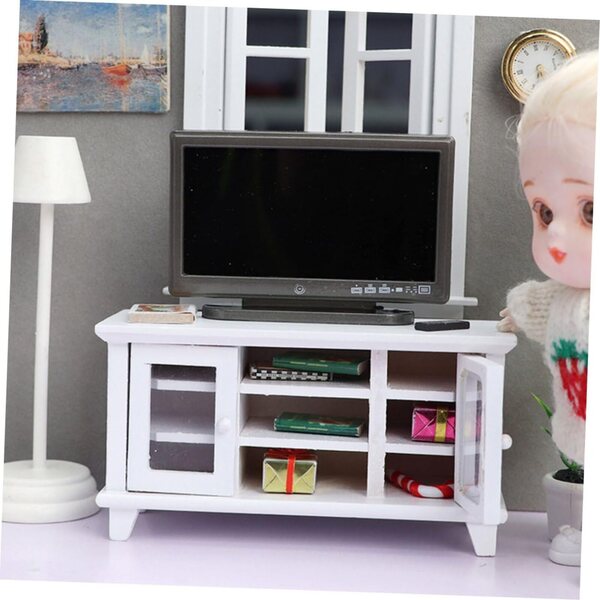 EXCEART Mobile Soggiorno Bianco con Doppia Porta per Mini Case e Camere da Letto
