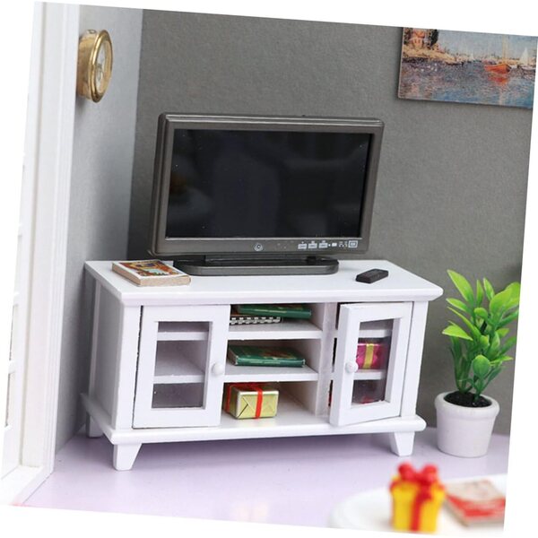 EXCEART Mobile Soggiorno Bianco con Doppia Porta per Mini Case e Camere da Letto