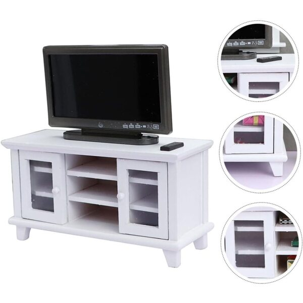 EXCEART Mobile Soggiorno Bianco con Doppia Porta per Mini Case e Camere da Letto