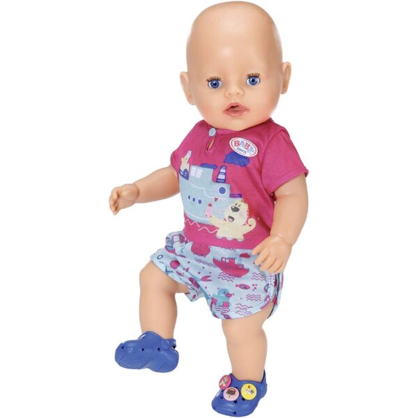 BABY born Set Bagno con Pigiama e Clogs per Bambole da 43 cm, Motivi Marini