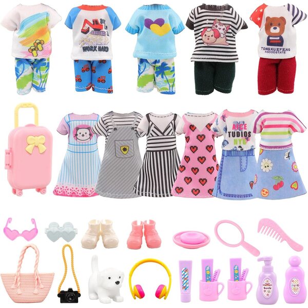 Miunana Set 29 Pezzi Accessori Moda per Bambole 15 cm con Koffer e Abiti