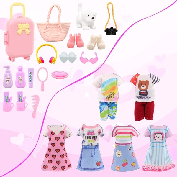 Miunana Set 29 Pezzi Accessori Moda per Bambole 15 cm con Koffer e Abiti