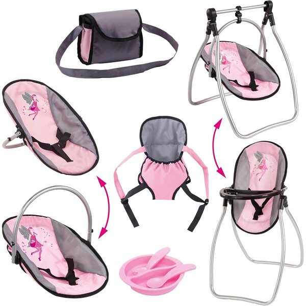 Bayer Design Vario 9 in 1: set accessori per bambole fino 46 cm con seggiolone e borsa