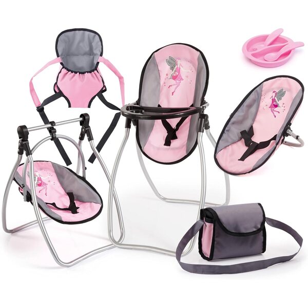 Bayer Design Vario 9 in 1: set accessori per bambole fino 46 cm con seggiolone e borsa