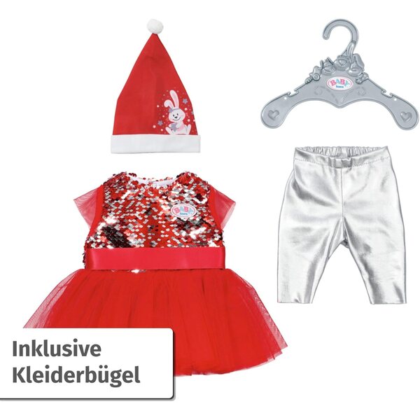 Baby Born Outfit Natalizio 43cm con Vestito di Paillettes, Leggings e Cappellino