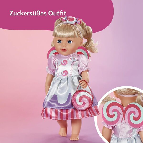 BABY born Bonbon-Outfit per bambole 43 cm con abito, borsa, occhiali e fascia
