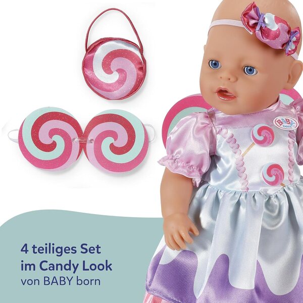 BABY born Bonbon-Outfit per bambole 43 cm con abito, borsa, occhiali e fascia
