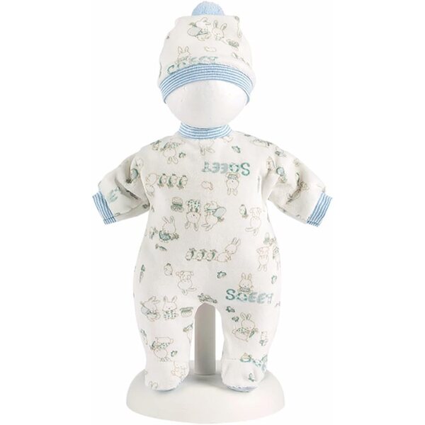 Komplettes Set aus blauen Pyjamas für 30–32 cm große Puppen mit Mütze und Hasenmotiv