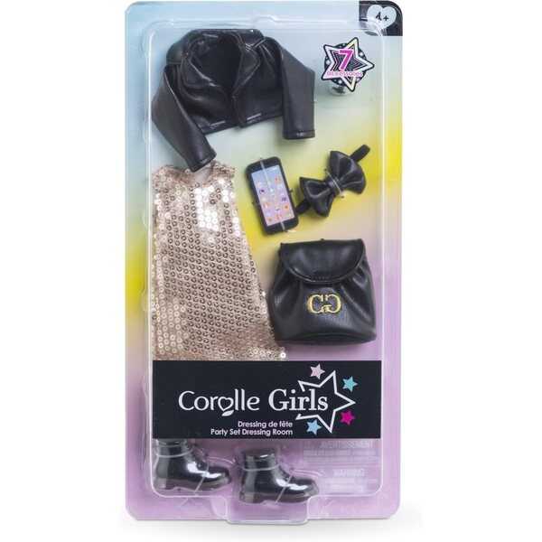 Corolle Girls Set accessori 7 pezzi Outfit Party oro e nero per bambole 28cm