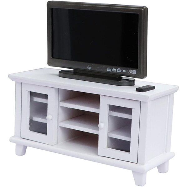 12 cm Miniatur-TV-Schrank aus Holz und weißem Kunststoff für Minihäuser und Modellbau
