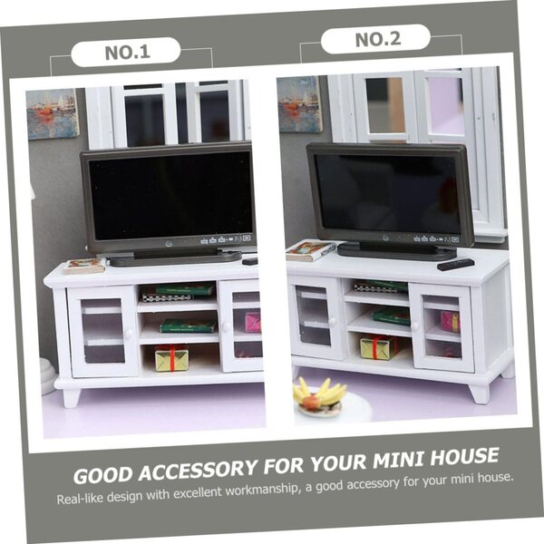 12 cm Miniatur-TV-Schrank aus Holz und weißem Kunststoff für Minihäuser und Modellbau