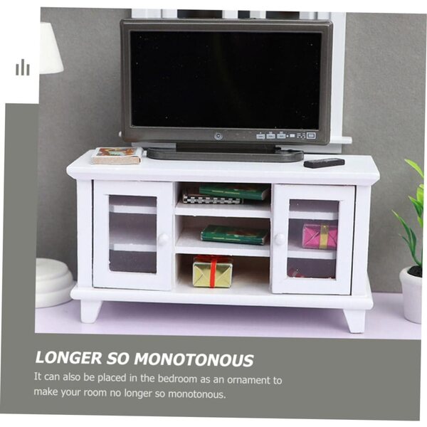 12 cm Miniatur-TV-Schrank aus Holz und weißem Kunststoff für Minihäuser und Modellbau