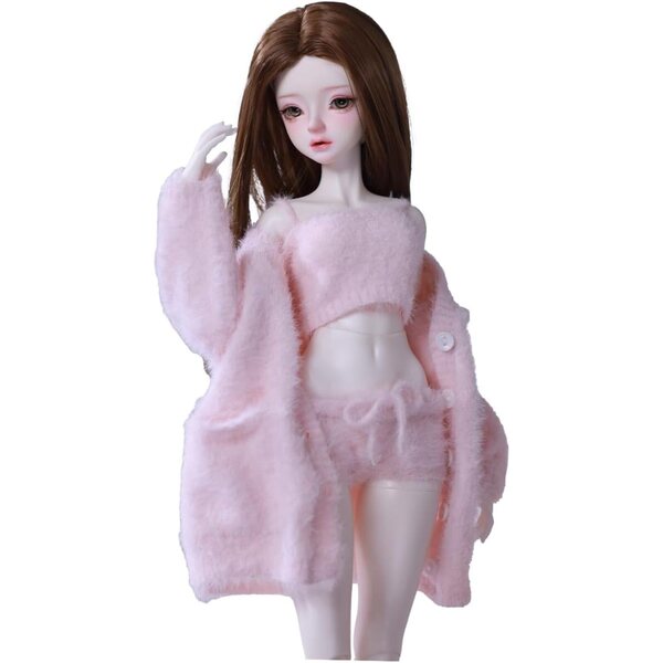 Kleidungsset für 1/4 rosa BJD-Puppe: Hemd, Weste und Stoffhose