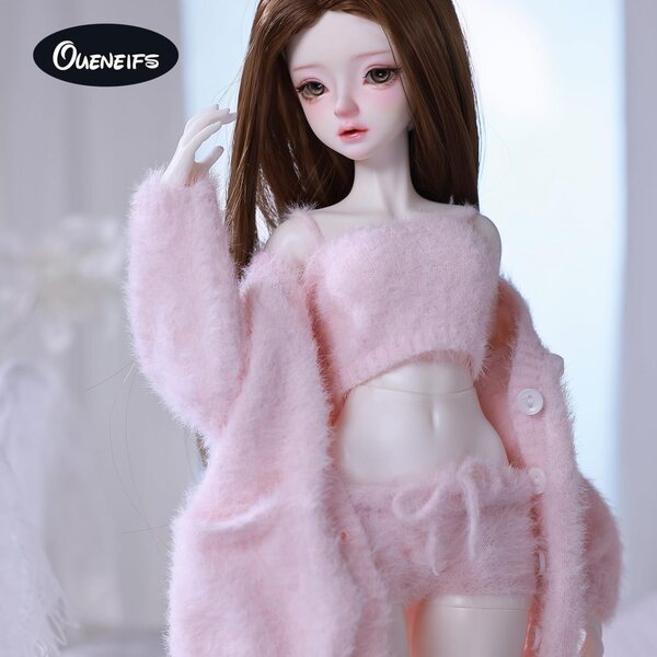 Kleidungsset für 1/4 rosa BJD-Puppe: Hemd, Weste und Stoffhose