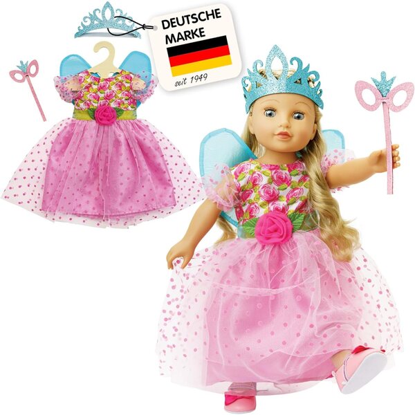 Heless Prinzessin Lillifee Puppenkleid mit Glitzerkrone und Maske. Puppen 28-35 cm