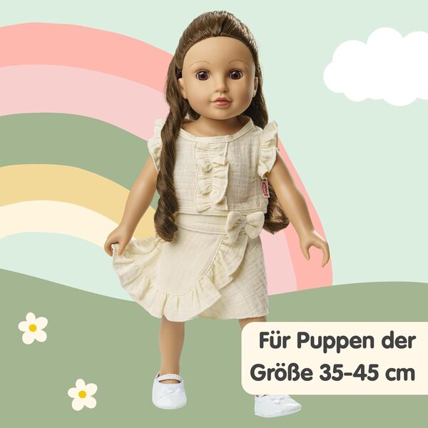 Heless 2422 vestiti per bambole 2pz in mussola di cotone biologico ecru per bambole 35-45 cm