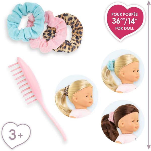 Bürstenset und 3 Haargummis für Ma Corolle 36 cm Puppen, ab 3 Jahren