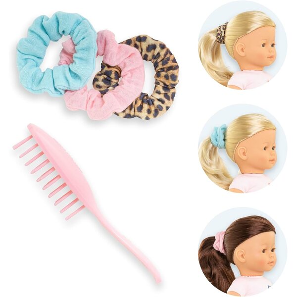 Bürstenset und 3 Haargummis für Ma Corolle 36 cm Puppen, ab 3 Jahren